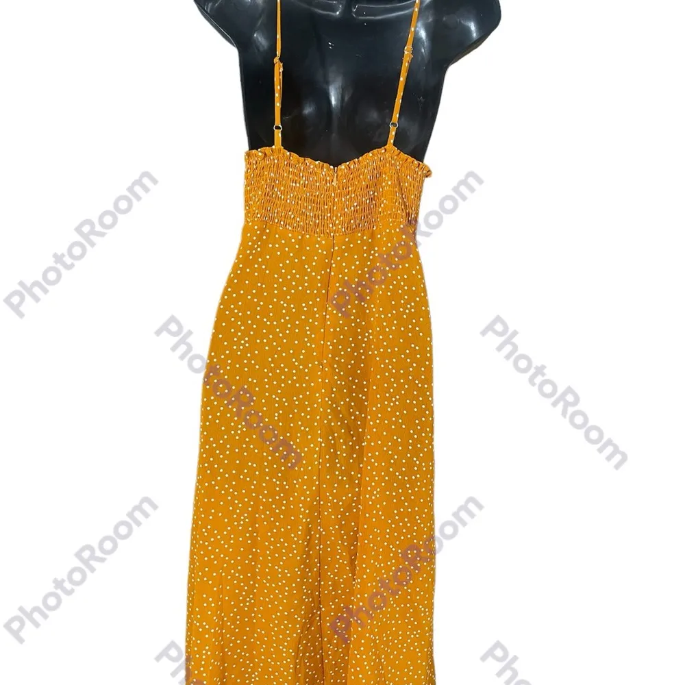 La Miel Mustard Yellow Polka Dotted Midi Dress Orange Size M - Image 4