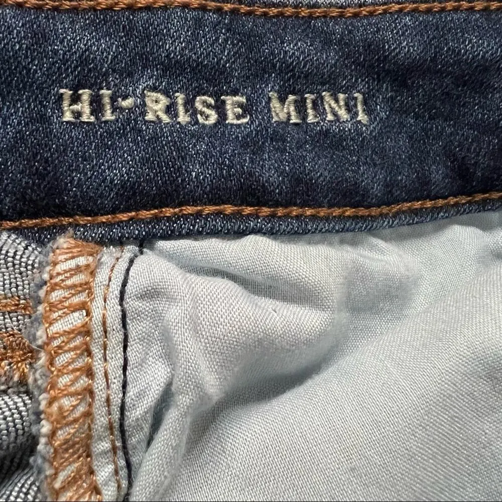 American Eagle high rise mini dark wash zip sides blue denim skirt size 0 - Image 11