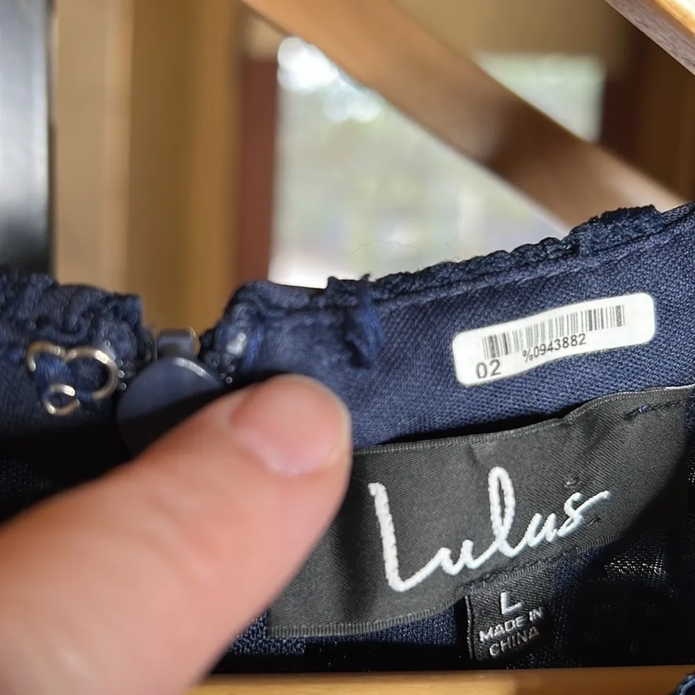 Lulu’s Love Poem Navy Blue Lace Mini Dress Size Large - Image 11