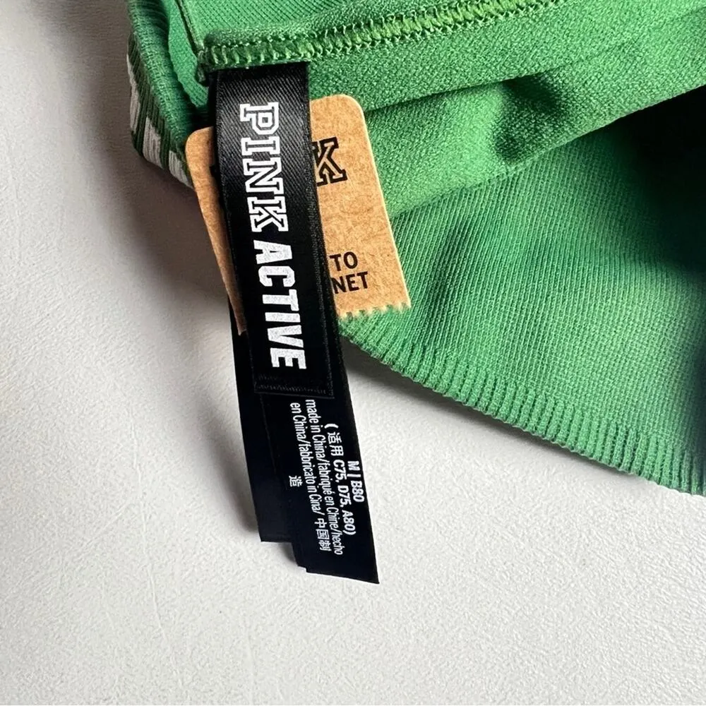 Victoria's Secret PINK Women's Active Logo Adjustable Strap Sporty Bra Sz M Green Size M - Image 2