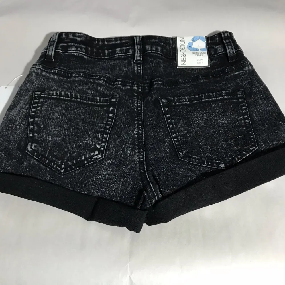 Indigo Rein Black Jean Shorts Juniors Sz 1 Sustainable Denim - Image 4