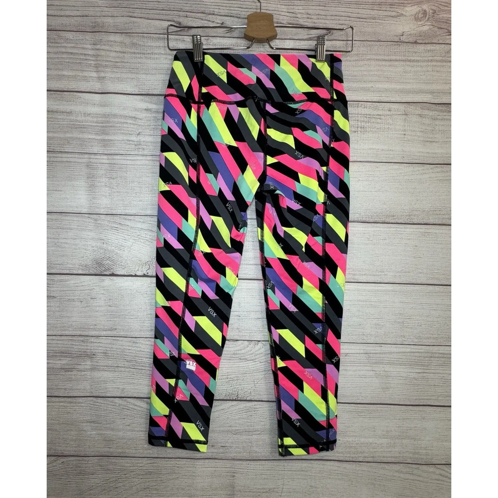 Victorias Secret VSX SPORT  Gym Yoga Workout Leggings Neon Color Block SMALL - Image 2