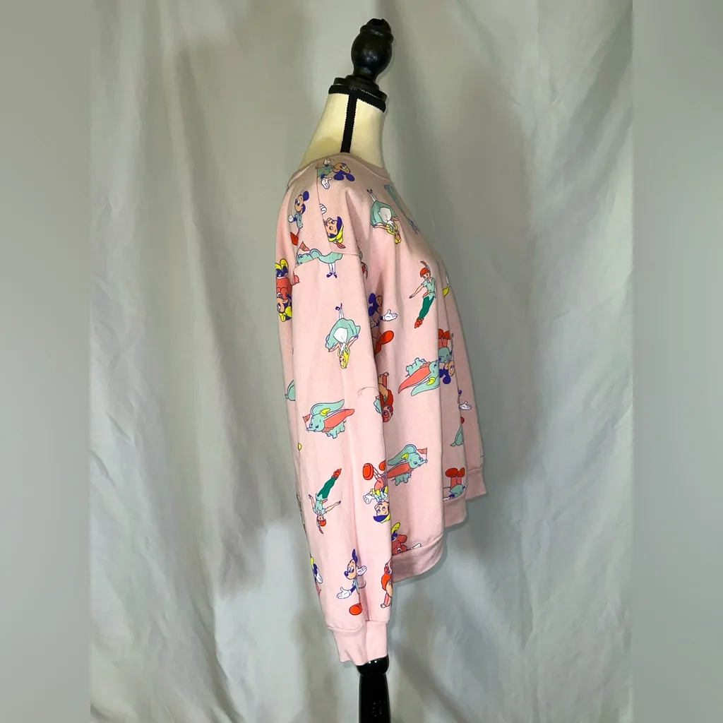 Disney 100 Characters Sweatshirt Pink Alice Lady Peter Pan Dumbo Mickey XL 15 - Image 4