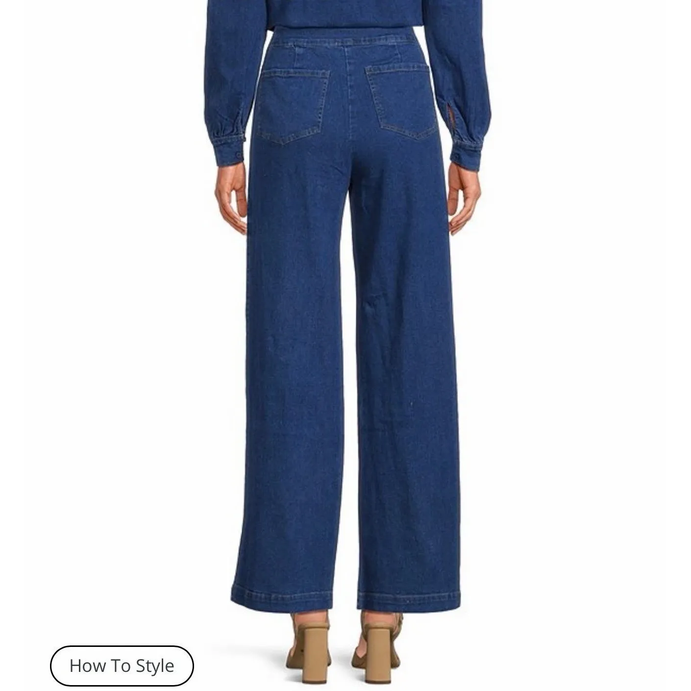 Sugarlips High Rise Sailor Wide Leg‎ Denim Jeans Blue XL NWOT - Image 2