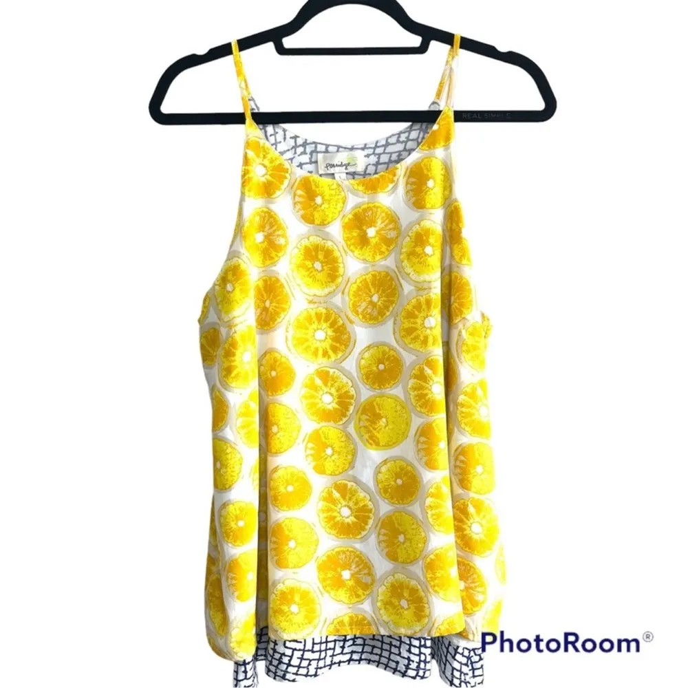 Anthropologie Porridge Lemon Print Layered Swing Tank Size Small - Image 3