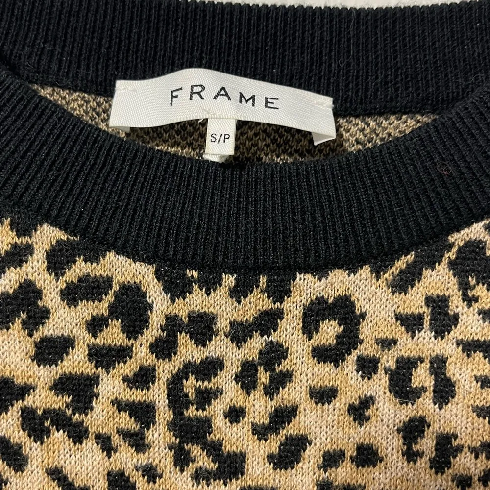 Frame Jacquard Cheetah print wool blend sweater size small - Image 4