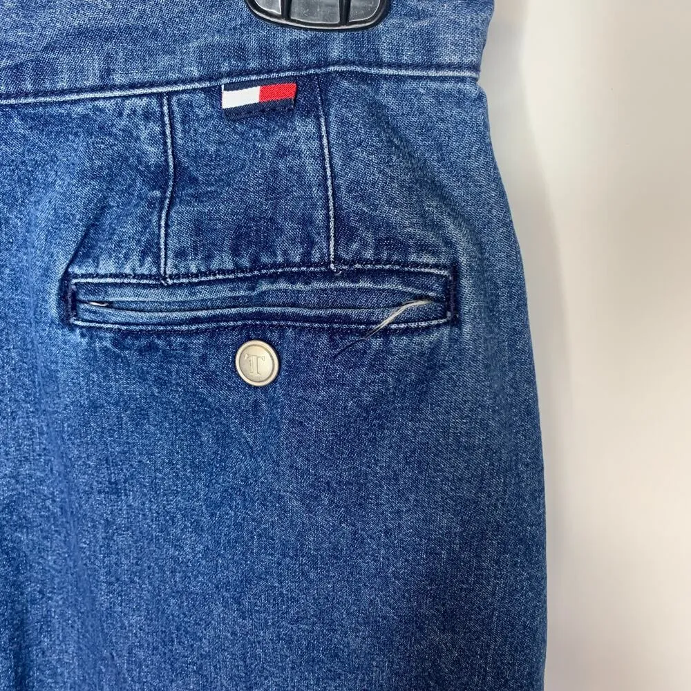 Tommy Hilfiger Jean Skirt Straight Sz 10 Snap Front Midi Length - Image 6