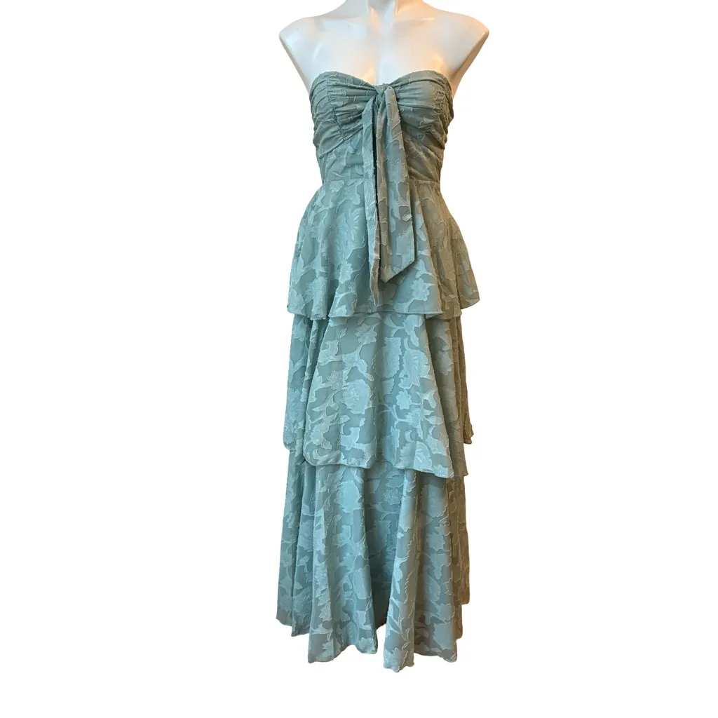 NWT, Hello Molly WHIMSY IN WONDERLAND STRAPLESS MAXI DRESS SAGE, Sz 6 - Image 4