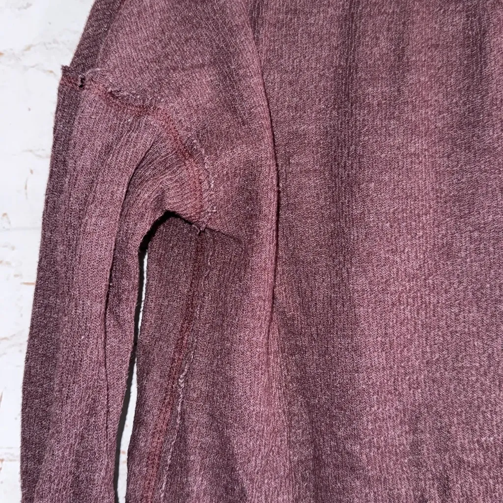 We The Free Maroon Embroidered Rainbow Thermal Henley Top Long Sleeve Plum XS - Image 6