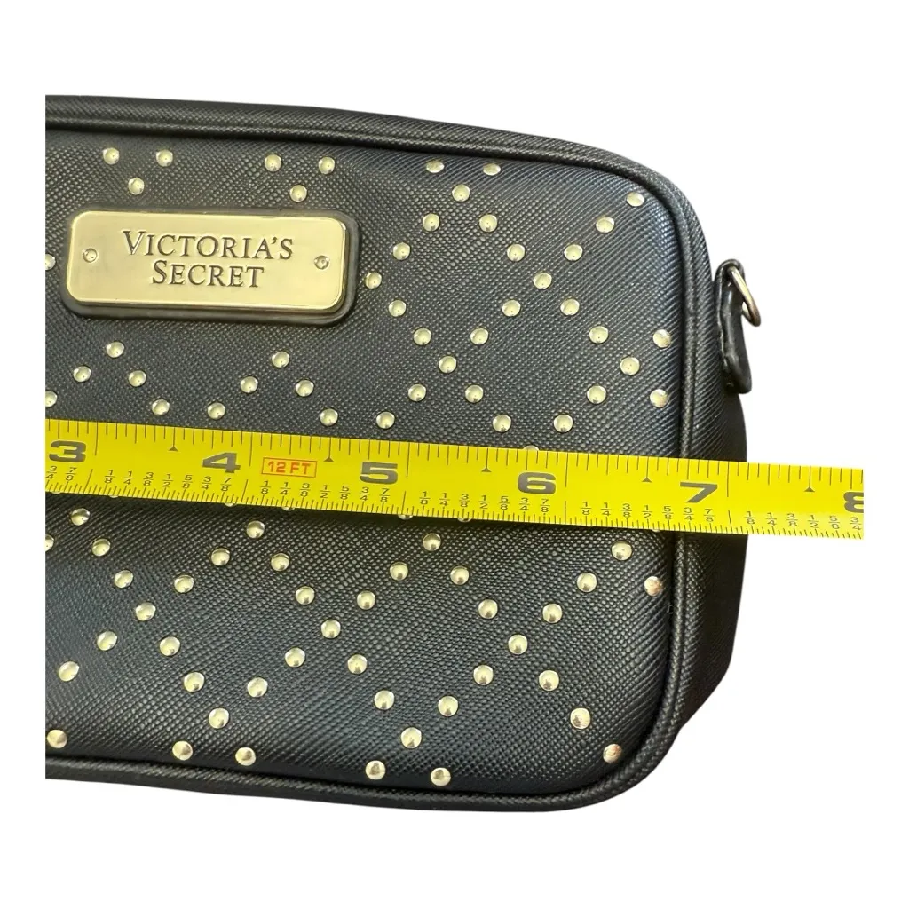 Victoria Secret Black Studded Crossbody Purse Handbag Beauty Shoulder Bag Tassel - Image 8