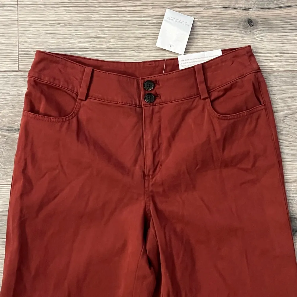 NWT Soft Surroundings Straight Leg Full Length Pants in Brick Red Orange | 8 - Image 3