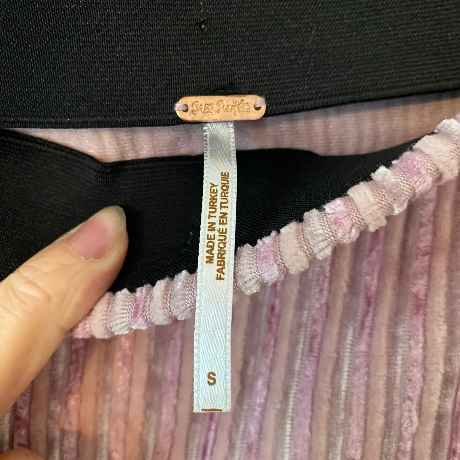 Free People Pink Velvet Camden Mini Skirt Ribbed Flared Women's size Small - Image 3