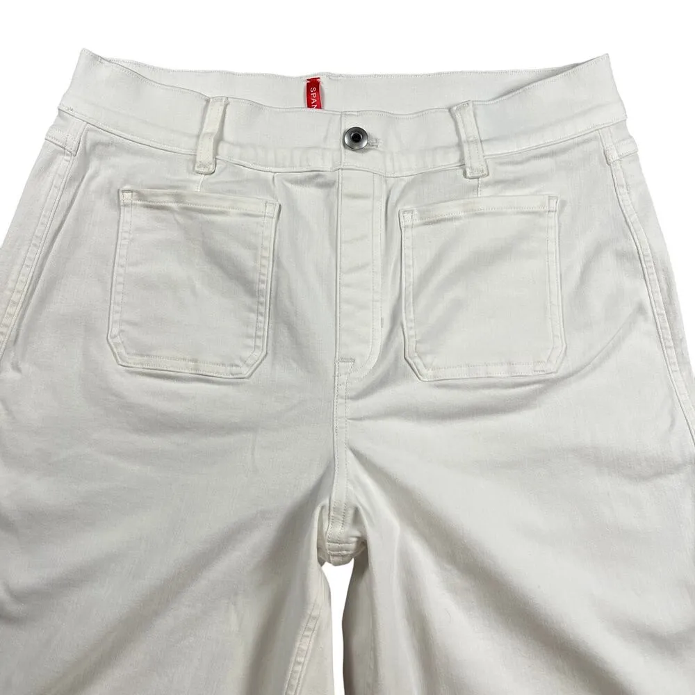 SPANX Tummy Control Wide Leg Pull On White Stretch Jeans Size XL - Image 2