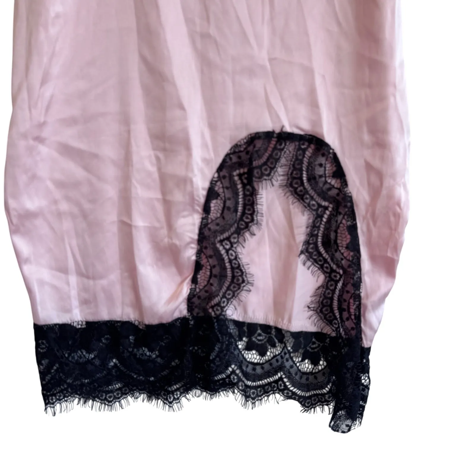 CBR Pink Slip Dress Black Lace Trim Y2K Lingerie Style Nightie Cottagecore 2000s - Image 4