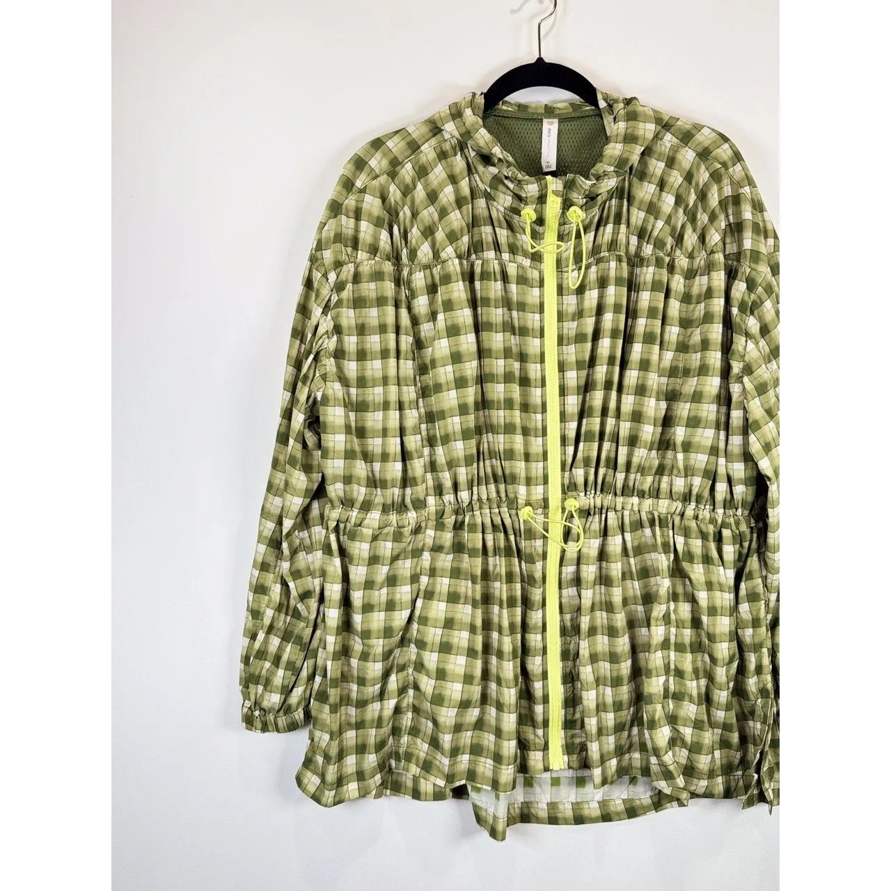 Anthropologie Daily Practice Women Jacket Green Day Hike Hooded Plaid Outdoor XL - Image 5