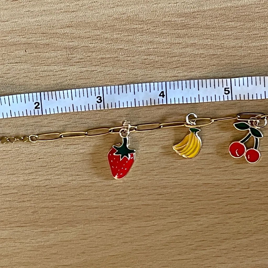 Stainless Steel Fruit Charm Bracelet Red - Image 5