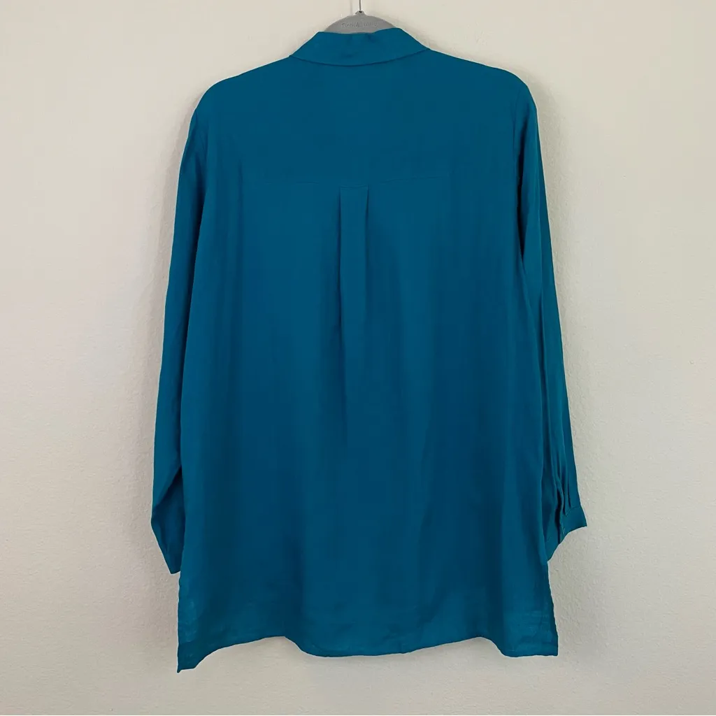 Eileen Fisher Linen Classic Collar Button Down Tunic Shirt‎ Size Small Lagenlook - Image 9