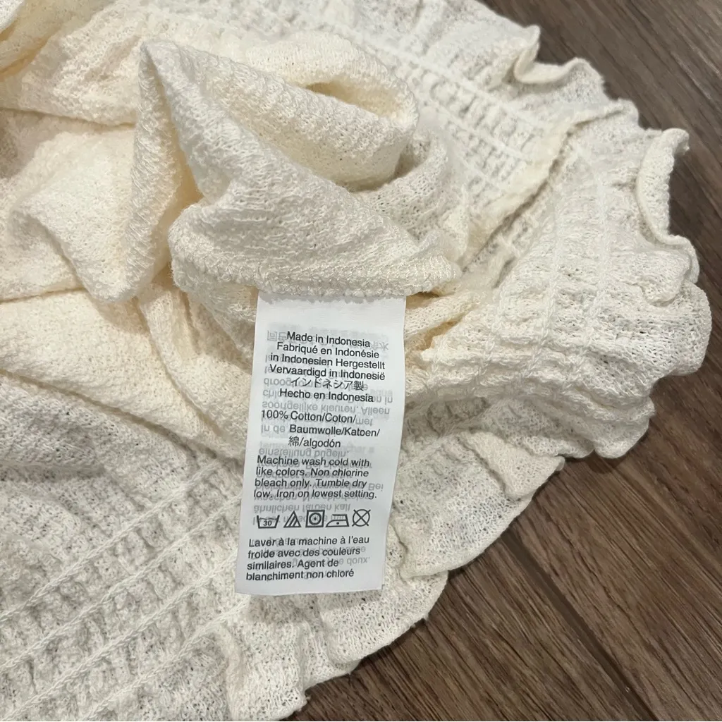 Madewell NWOT Cream Textured Drawstring Blouse Size S - Image 6