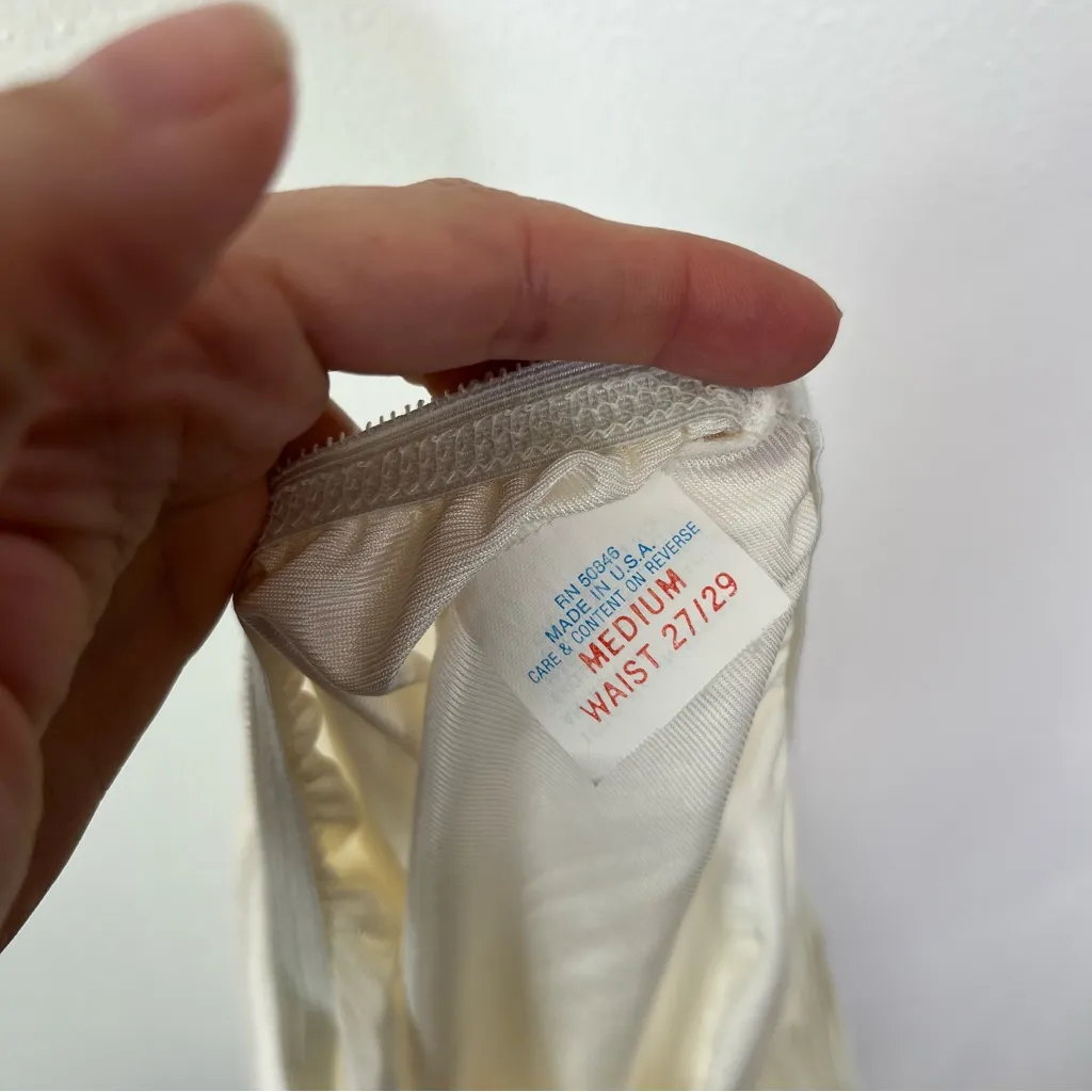 Vintage‎ Lace Trim Silky Slip Skirt Ivory S - Image 5