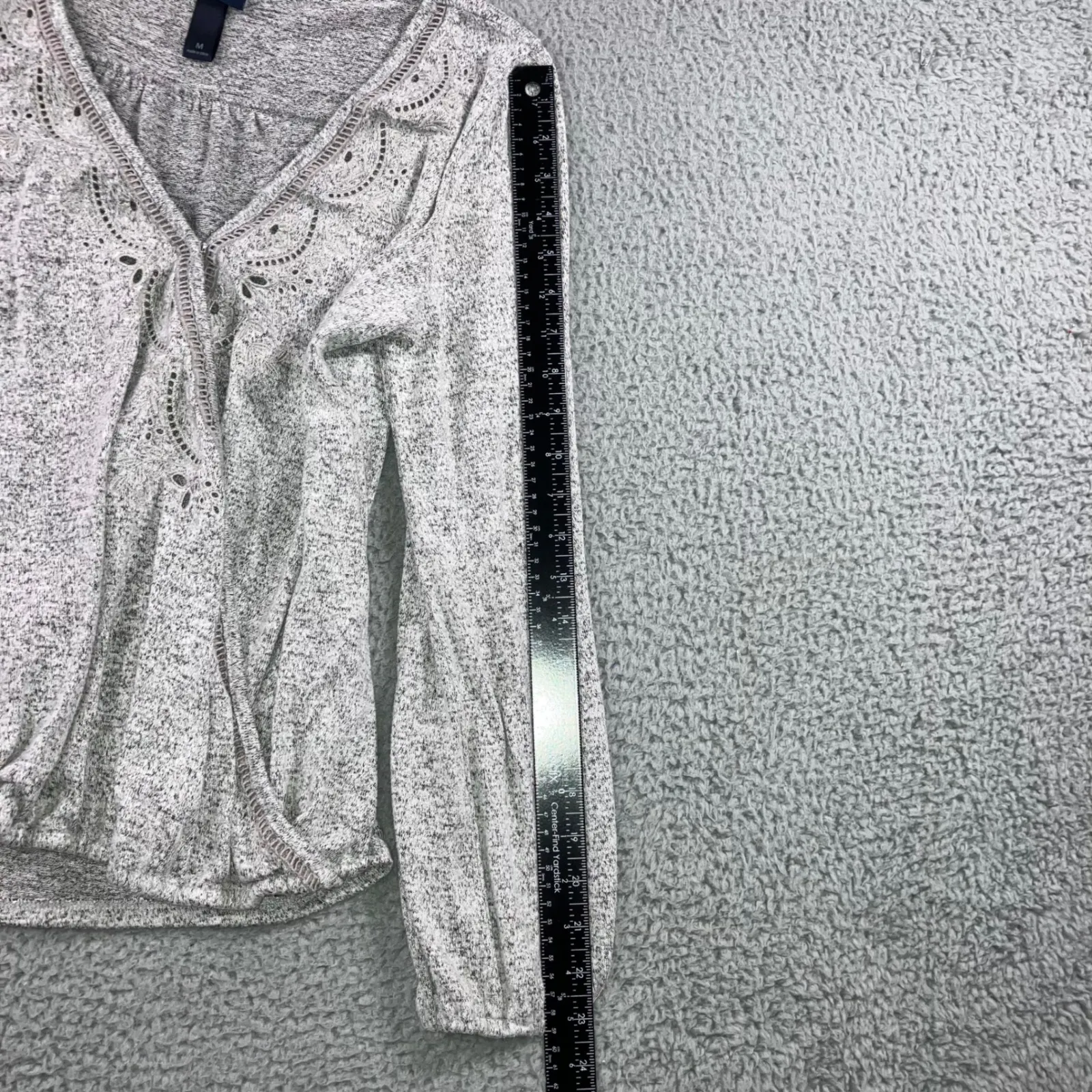 Daytrip Marled Knit Faux Wrap V Neck Long Sleeve Top Women Medium Blouse - Image 6