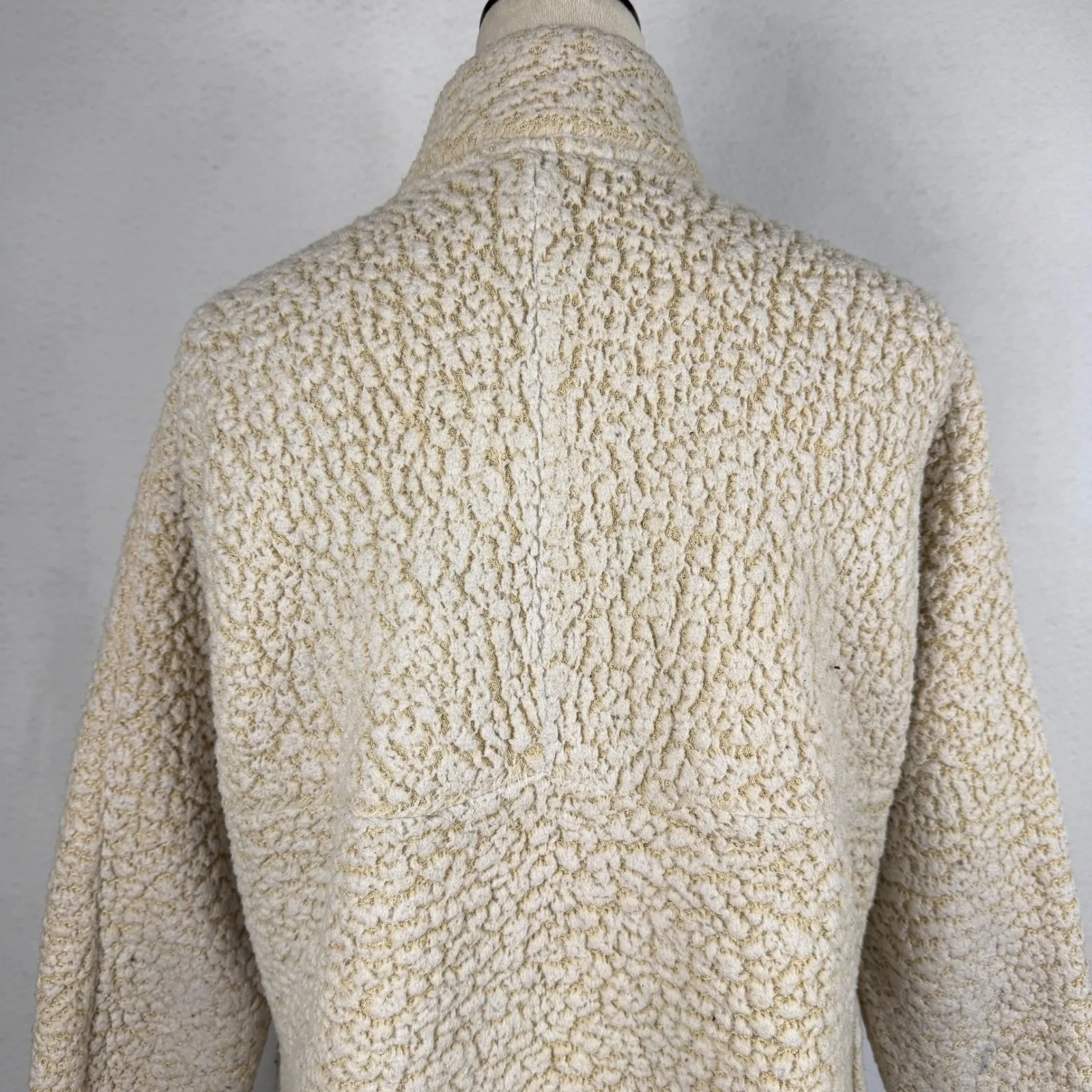 Sherpa Fleece Quarter Zip Pullover Oatmeal Heather Cream Womens Size Large Cozy Tan - Image 5