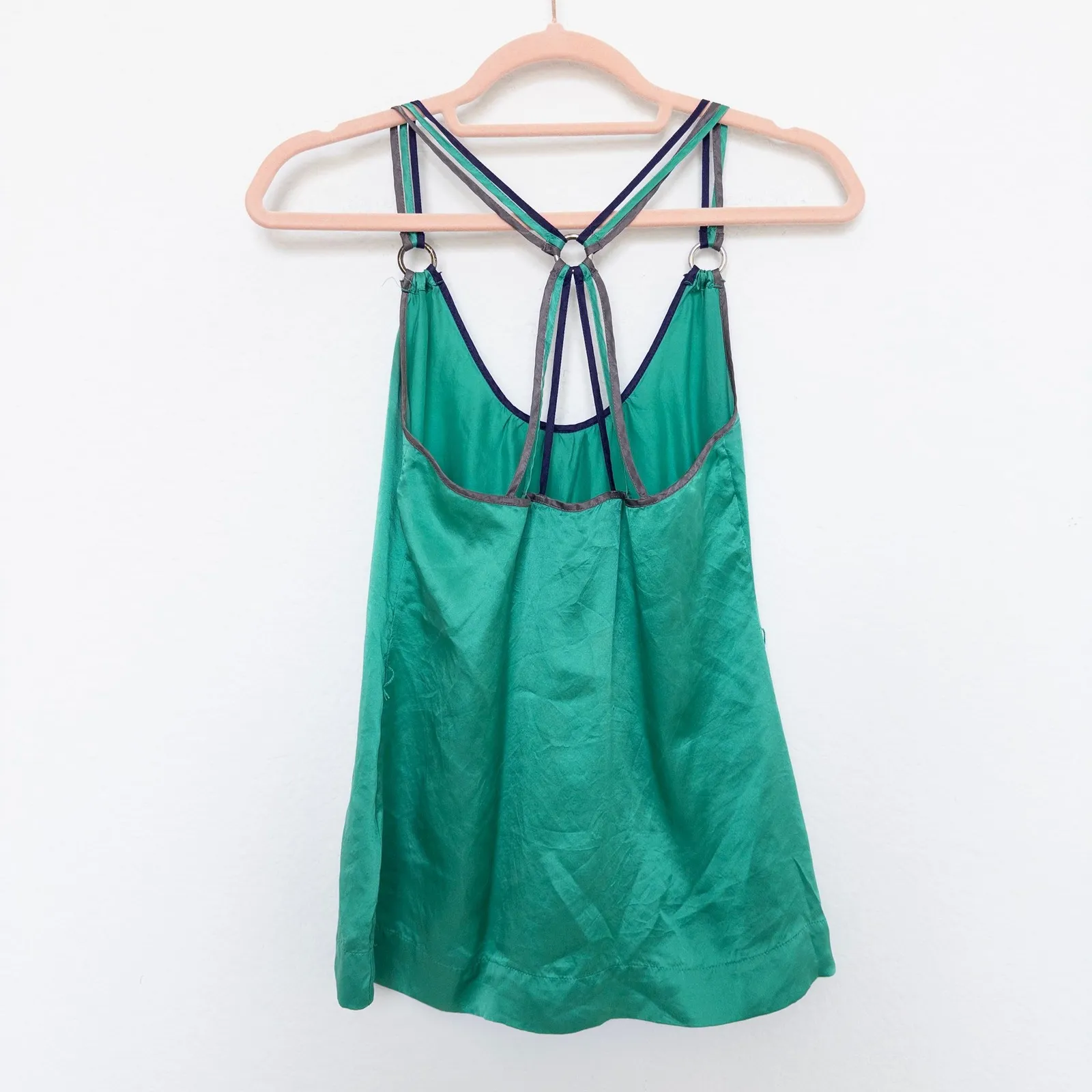 Y2K French Connection‎ Womens Silk Cami Top Size 0 Green Strappy Luxe Summer - Image 6