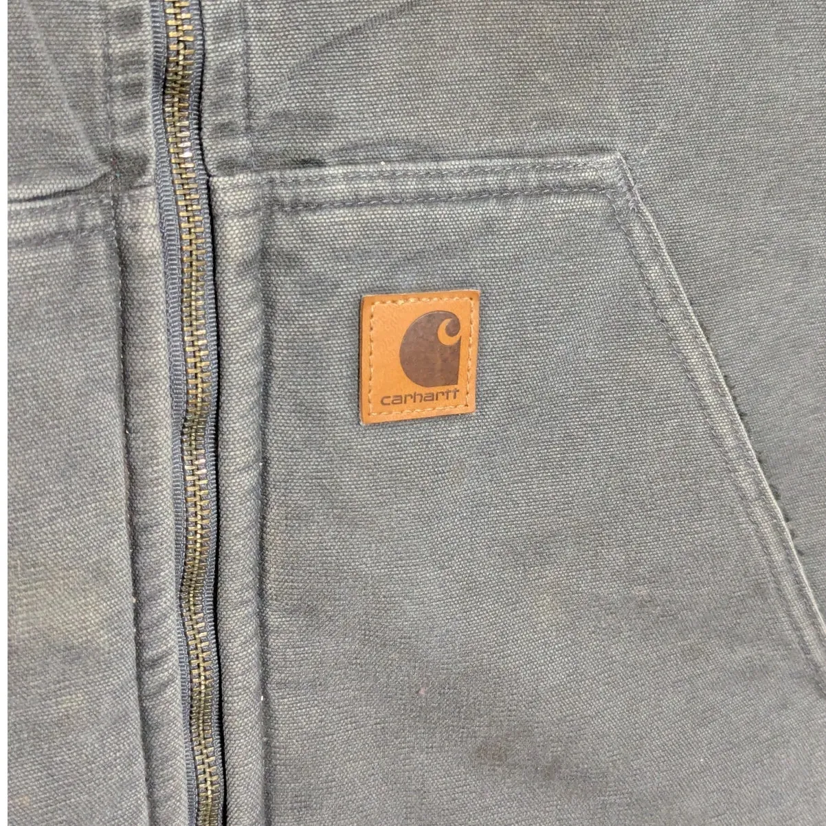 Vintage Y2K Carhartt Sandstone Rugged Vest Sherpa Lined Duck Canvas Dark Gray 3X - Image 3