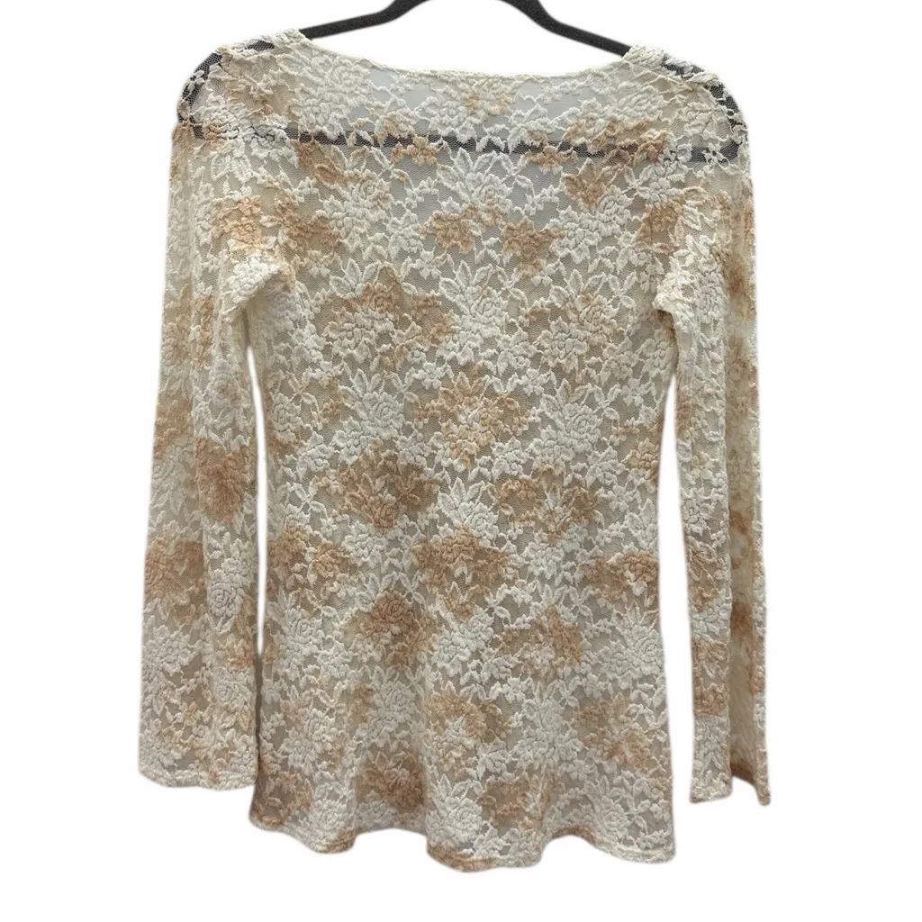 T Party Floral Lace Sheer Long Sleeve Tunic Top Womens Small - Image 10