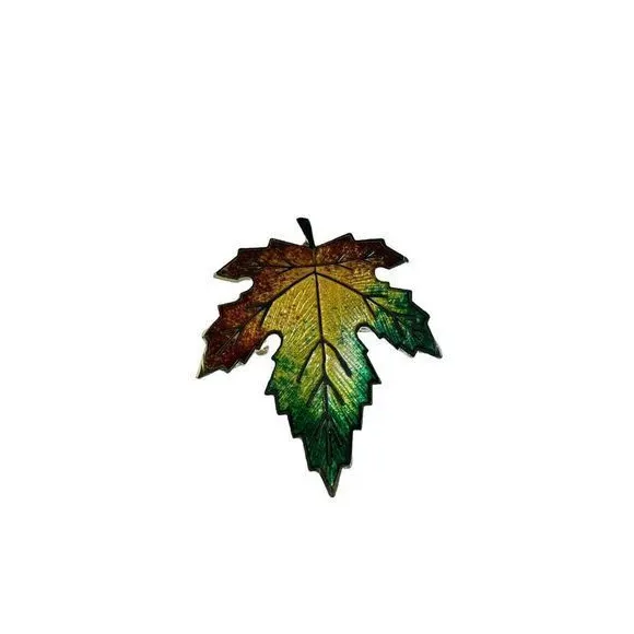 Sterling Silver Enamel Canadian Autumn Colorful Maple Leaf Brooch Pin Vintage‎ - Image 2