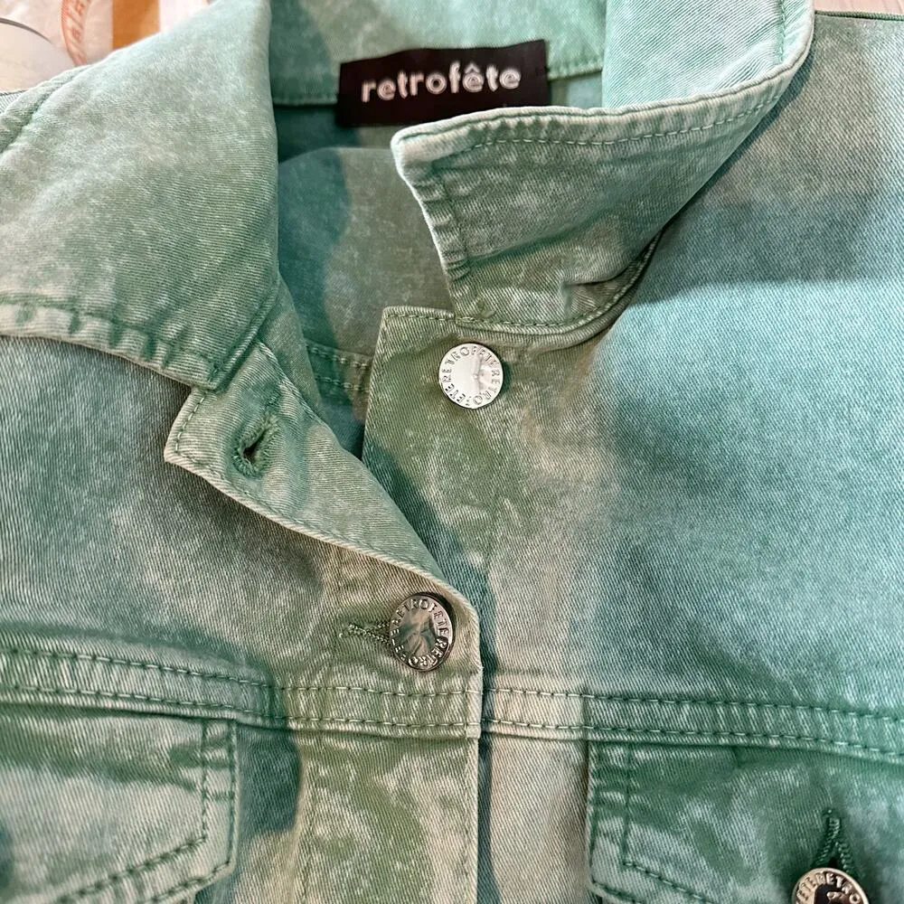 Retrofete Rissa Raw Hem Distressed Casual Jacket Size Small Mojito - Image 6