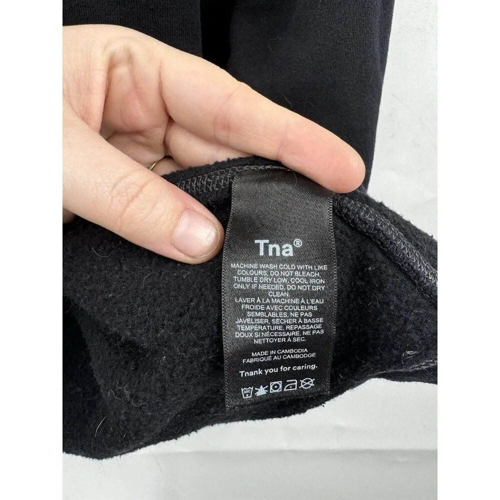 TNA Cozy Fleece Mega Hoodie Women Small Black Fleece Lined Minimalist Cozycore - Image 4