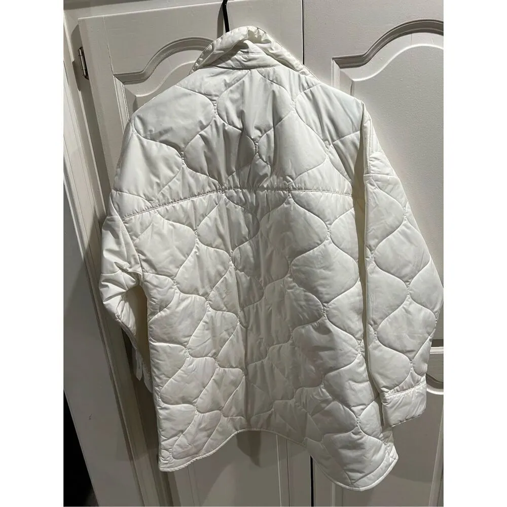 Nike Women's Sportswear  Quilted  Trench Size M Medium Coat White Black $165 - Image 8