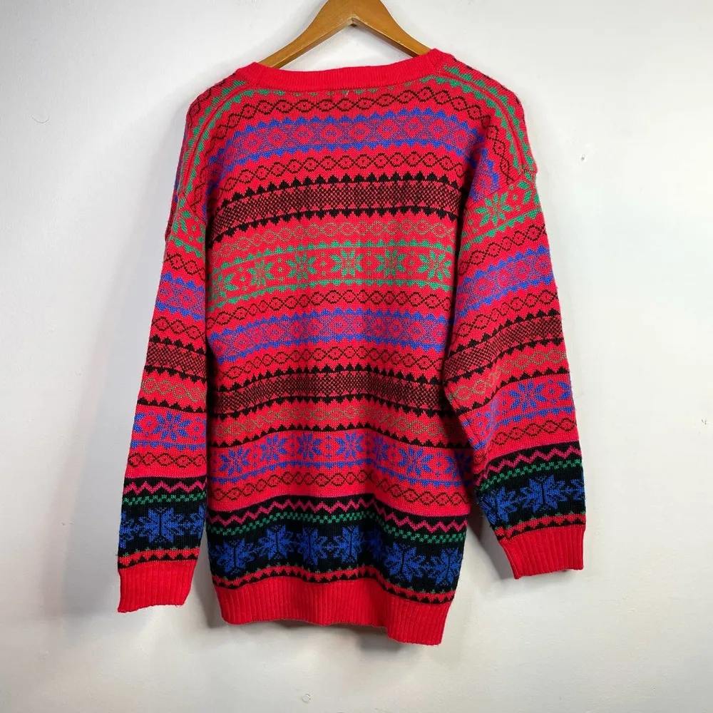 Vintage Boundary Waters Acrylic Fair Isle Boyfriend Grandpa Cardigan Sweater L Multiple Size L - Image 7