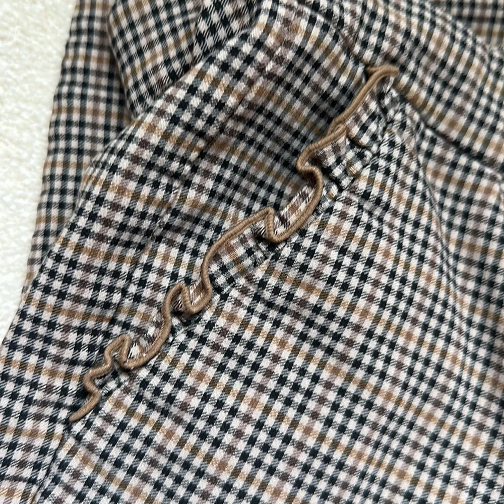ZARA: Brown Plaid Ruffled Dress Pant - Image 4