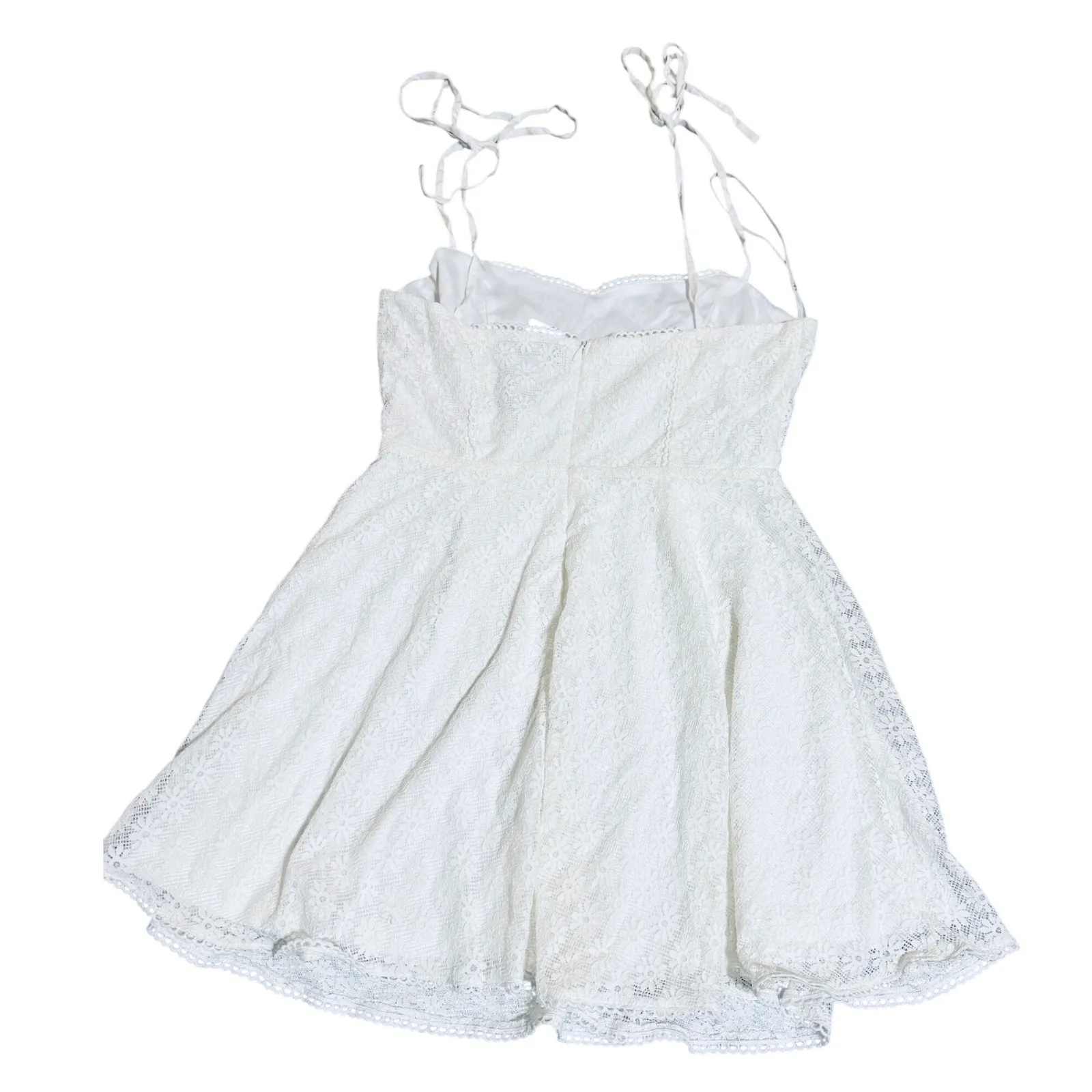 NWT Lulus Size Medium Definitely Lovable White Crochet Lace Tie-Strap Mini Dress - Image 8