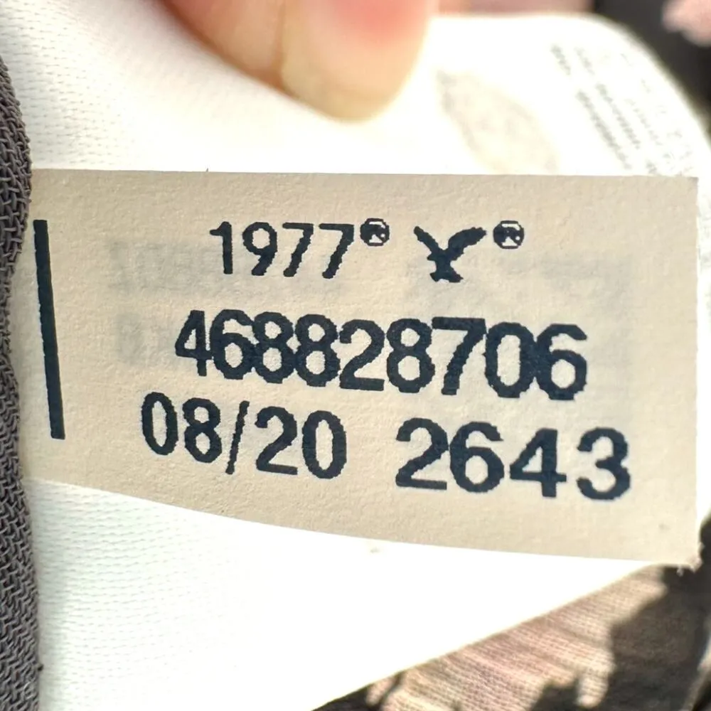 American Eagle | Small | Black w/ Pink Floral Print Chiffon Ruched Babydoll Top - Image 10