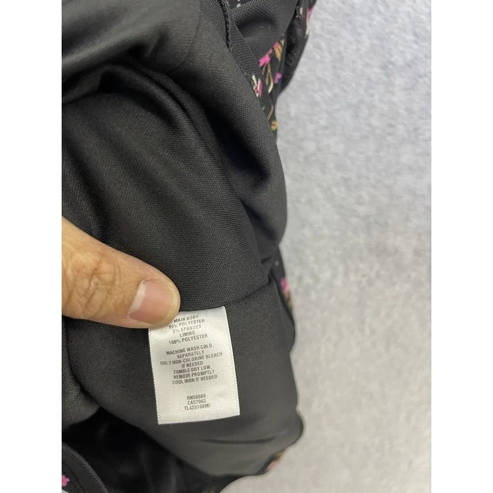 Leith Women's Dress Ruched Front Long Sleeve Sheer Black Floral Size Small - Image 3