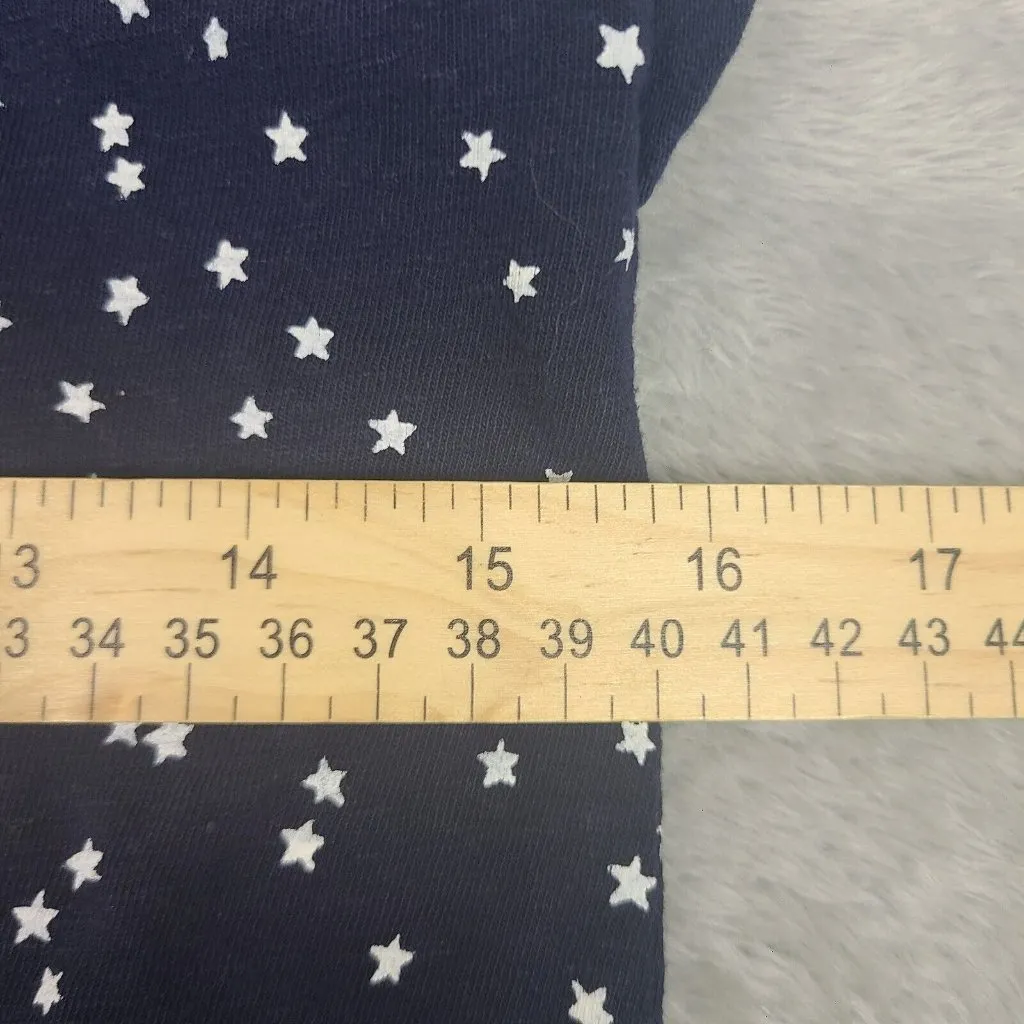 Talbots Linen BLend Womens Petite Short Sleeve‎ Blue Cuffed Sleeve V Neck - Image 3