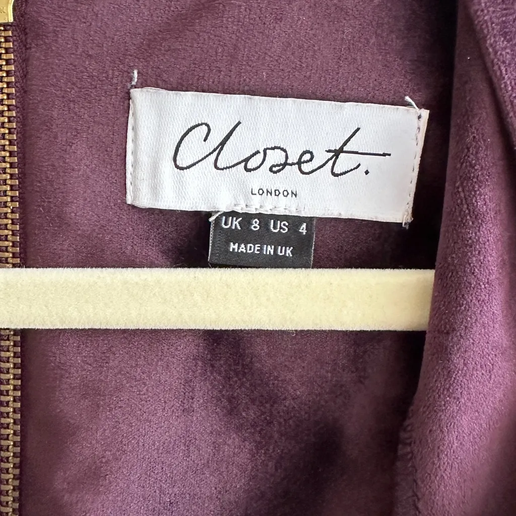 Closet London Kimono Sleeve Velvet Midi Dress with Wrap Tie, Plum, Size 4 Purple - Image 11