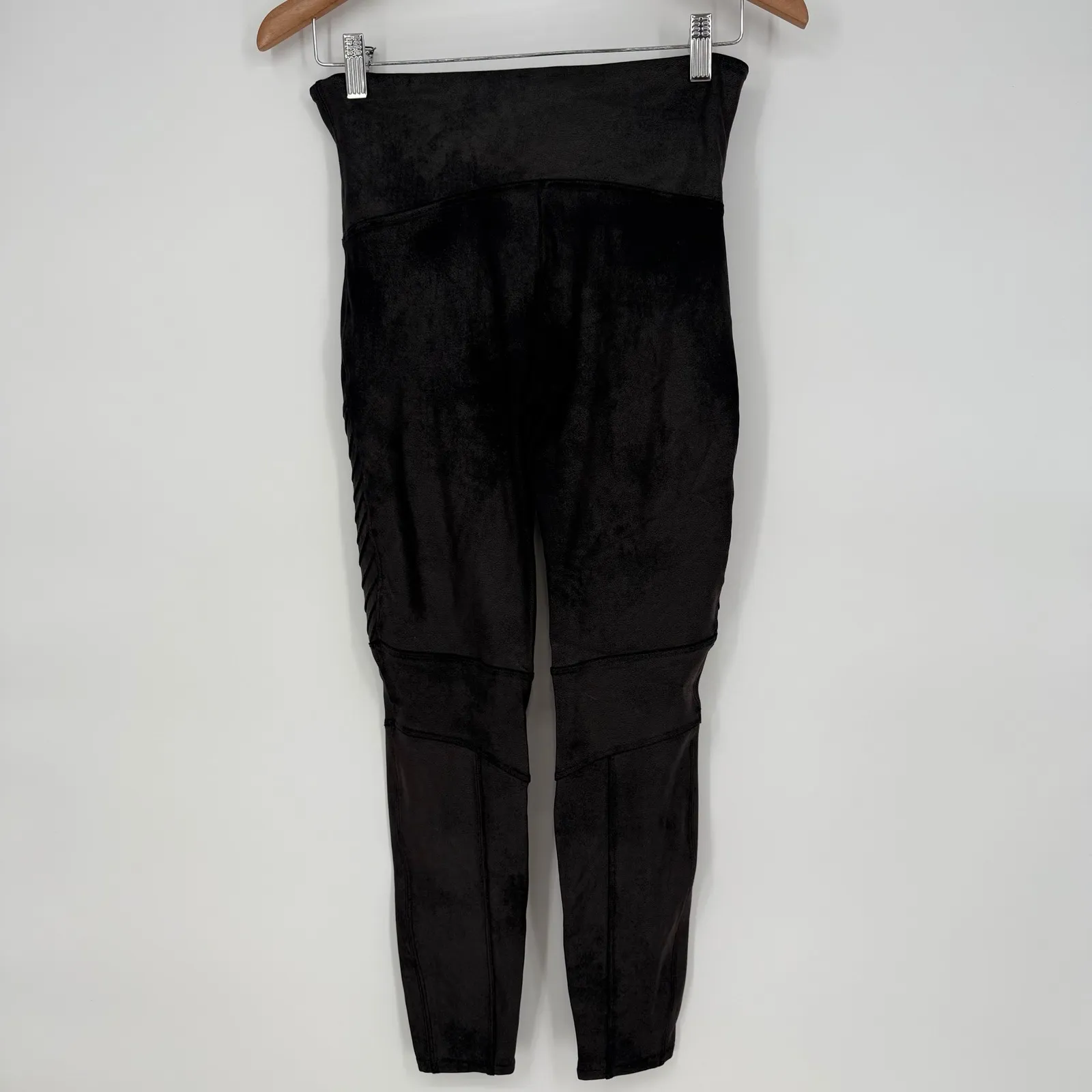 SPANX Moto Velvet Leggings Black High Waist Moto Paneled Size L - Image 10