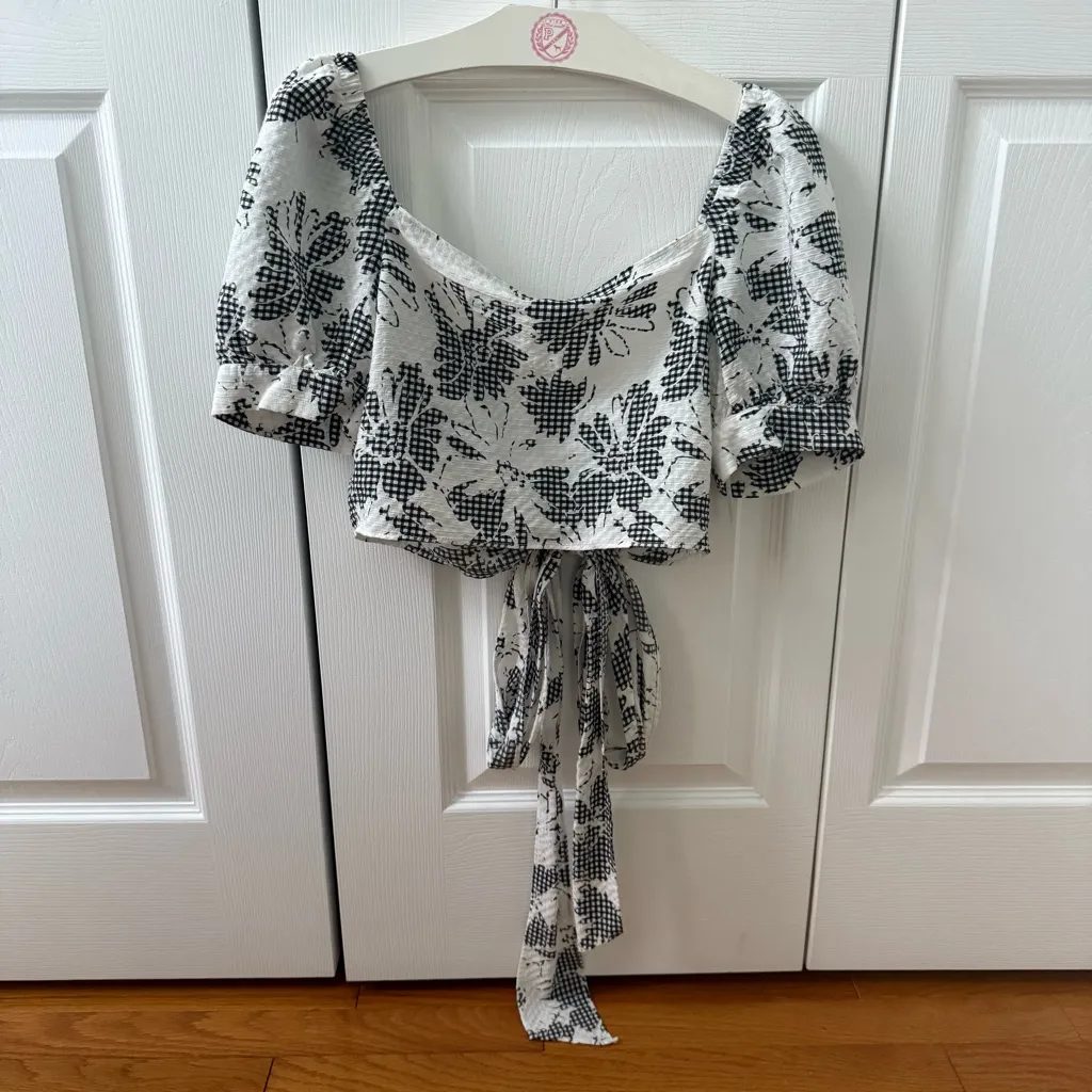 Free People Hampton Gingham Floral Crop Top - Image 3