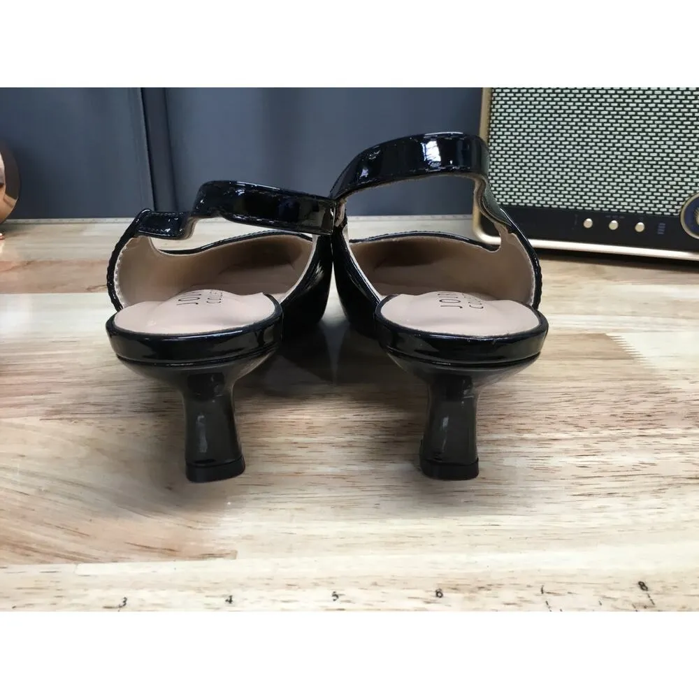 Journee Collection Heels Womens 6.5 Wide Black Pointed Toe Slingback Kitten Heel - Image 5