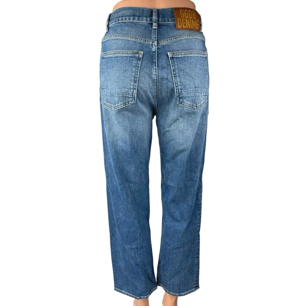 GGDB Golden Goose Women's Blue High Waisted Straight Cropped Denim Jeans Size 26 - Image 3