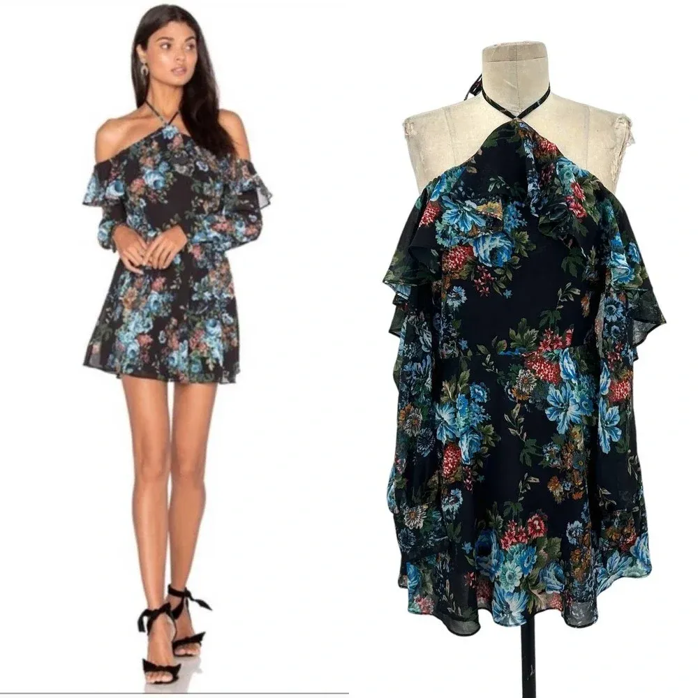 LPA‎ Dress 5 in Antique Floral Print Off the Shoulder Halter Size Small - Image 2