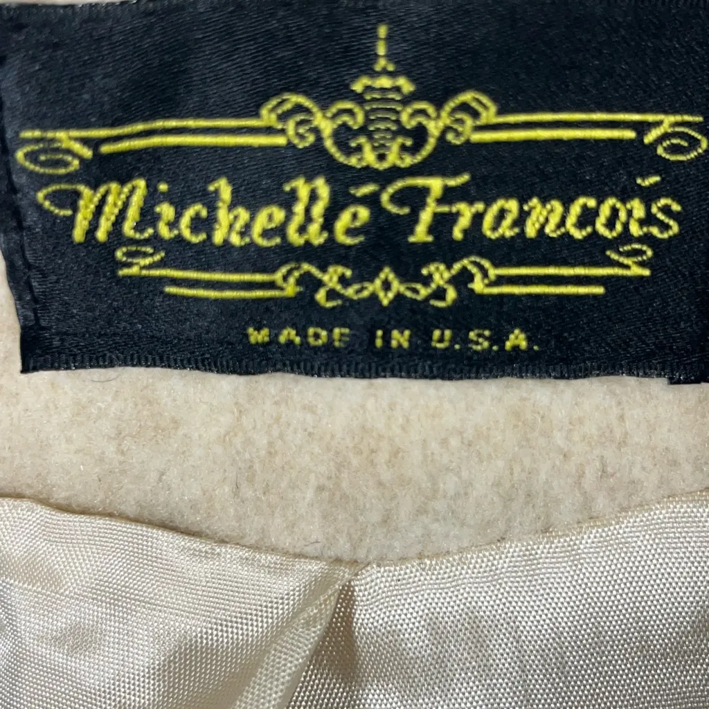 VTG MICHELLE FRANCIS 80’s WOOL BLEND LADIES COAT MADE‎ IN USA XL CREAM PREOWNED - Image 9