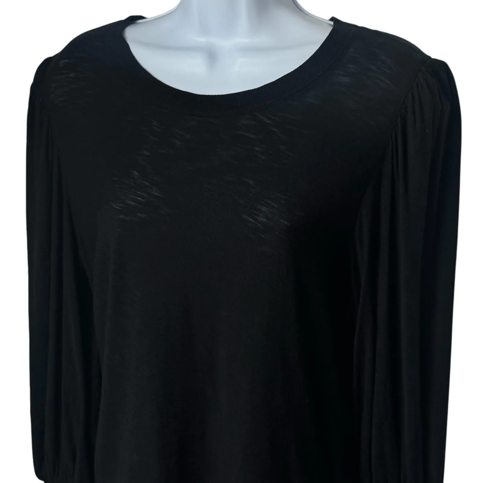 Nation Ltd Loren Smocked Peasant Top in Jet Black Capsule Boho Fairygoth S - Image 4