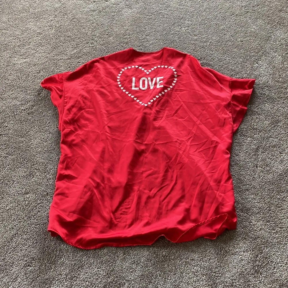 Victoria’s Secret Red Satin Love Kimono SIZE OS - Image 6