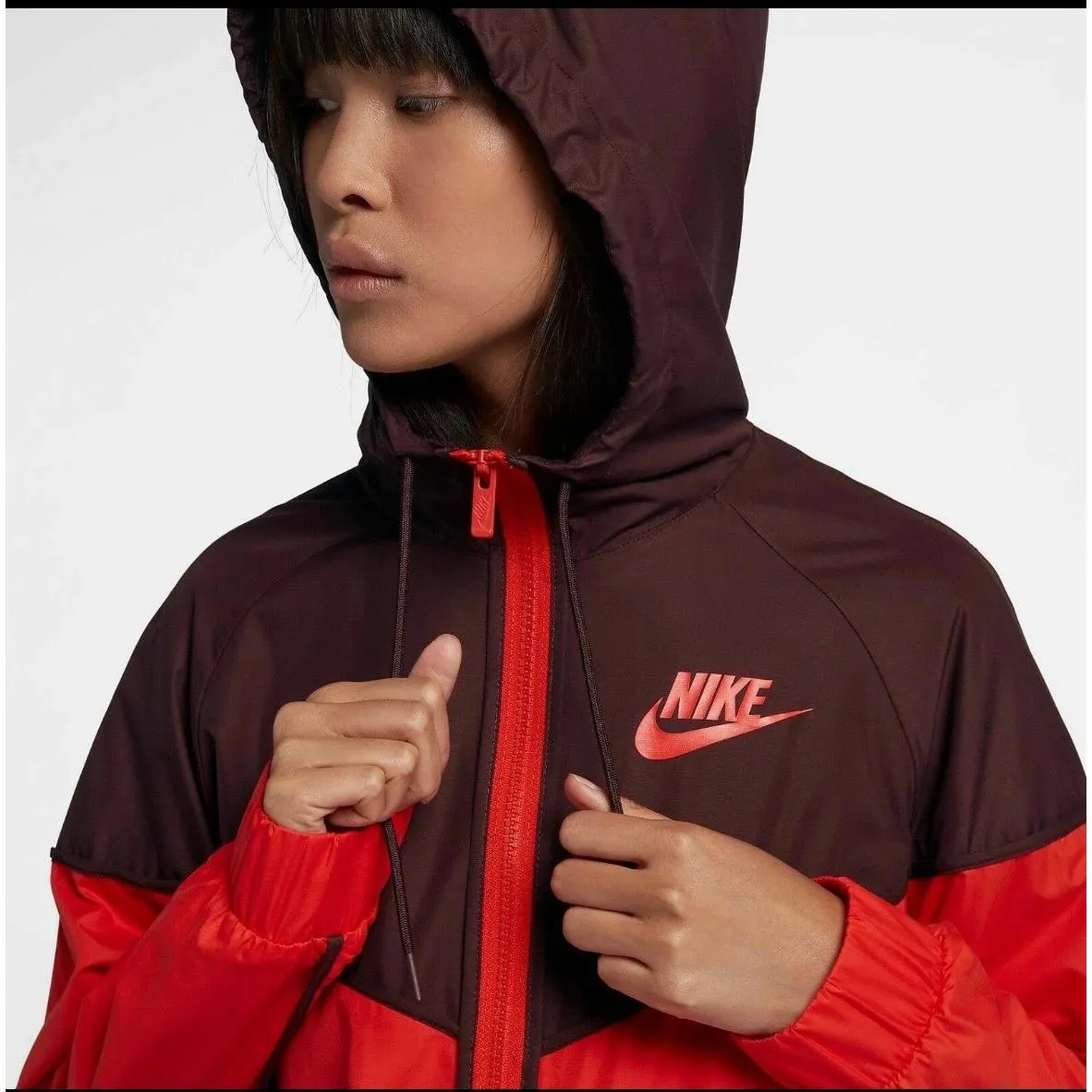 NNike Lightweight Red Burgundy Sportswear Windrunner Hooded Zip‎ Up Jacket M - Image 3