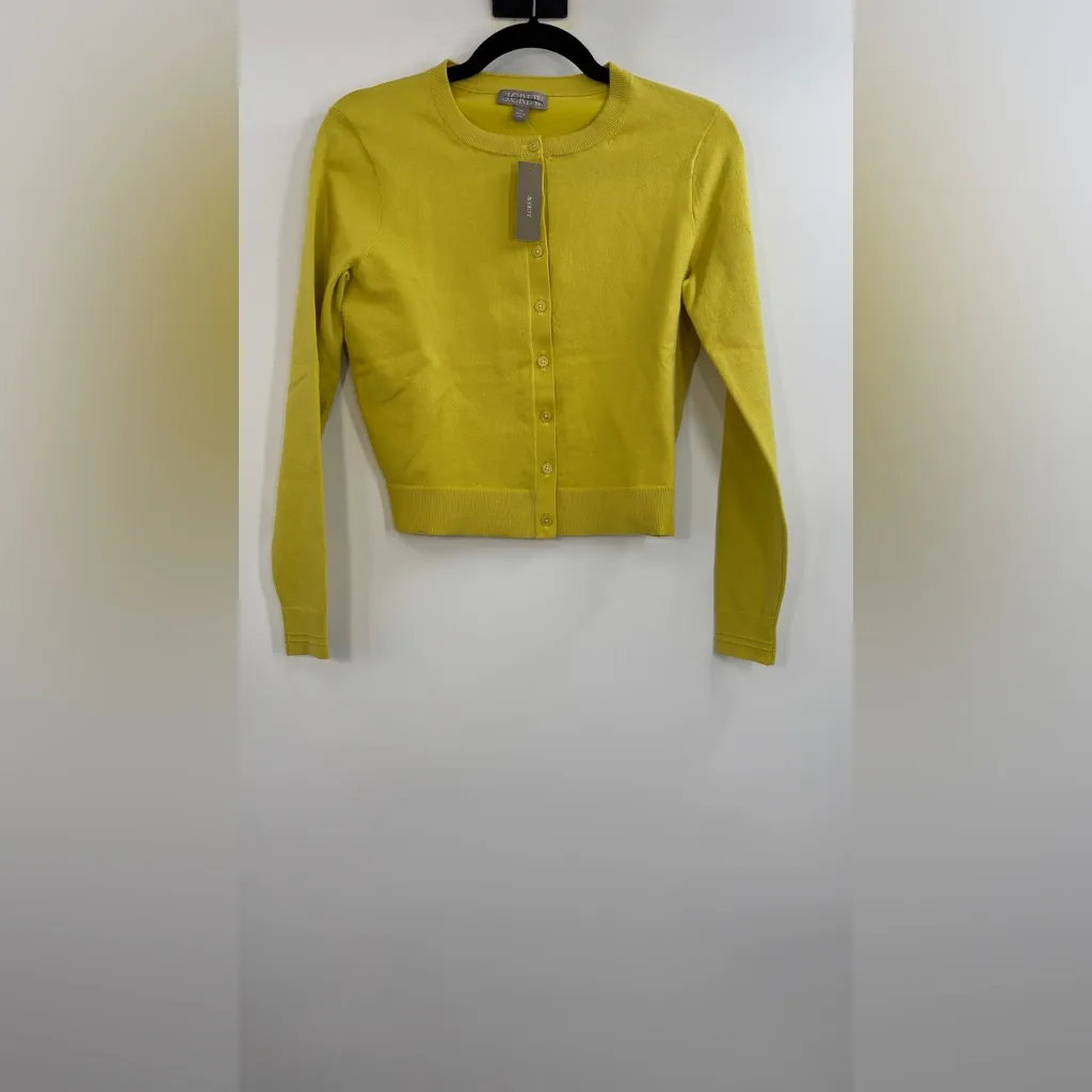 J.Crew New Jackie cardigan in premium ultra-fine cotton blend Burnished Citron - Image 4