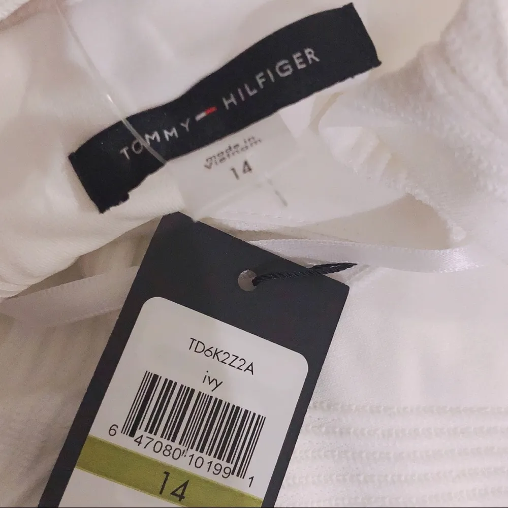 Tommy Hilfiger Dress Ivory Criss-Cross Textured Knit Sheath Size 14 New w/Tag - Image 6